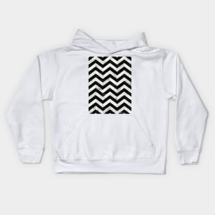 Marble Chevron Pattern 2 - Black and White Kids Hoodie